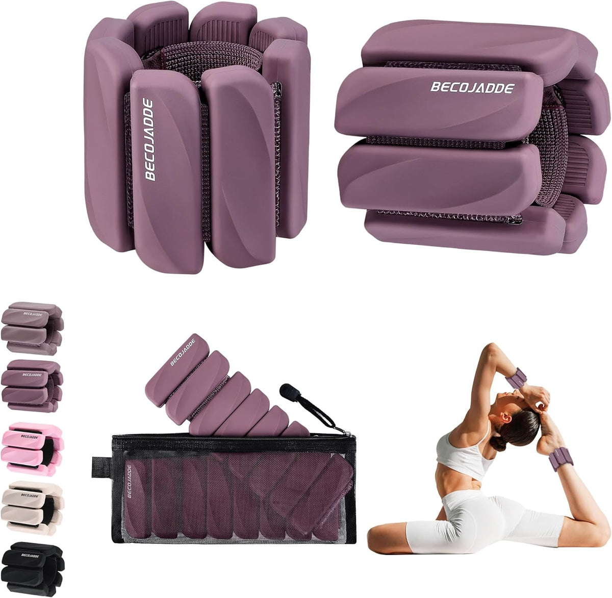 Ankle Weights Set of 2 (1 lb/2 lb Each) for Women Men Adjustable Wrist Bracelet for Home Gym Weighted Bangles Wristbands Leg Arm Weights for Walking Swimming Running Pilates Yoga Gym