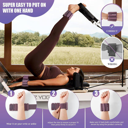 Ankle Weights Set of 2 (1 lb/2 lb Each) for Women Men Adjustable Wrist Bracelet for Home Gym Weighted Bangles Wristbands Leg Arm Weights for Walking Swimming Running Pilates Yoga Gym