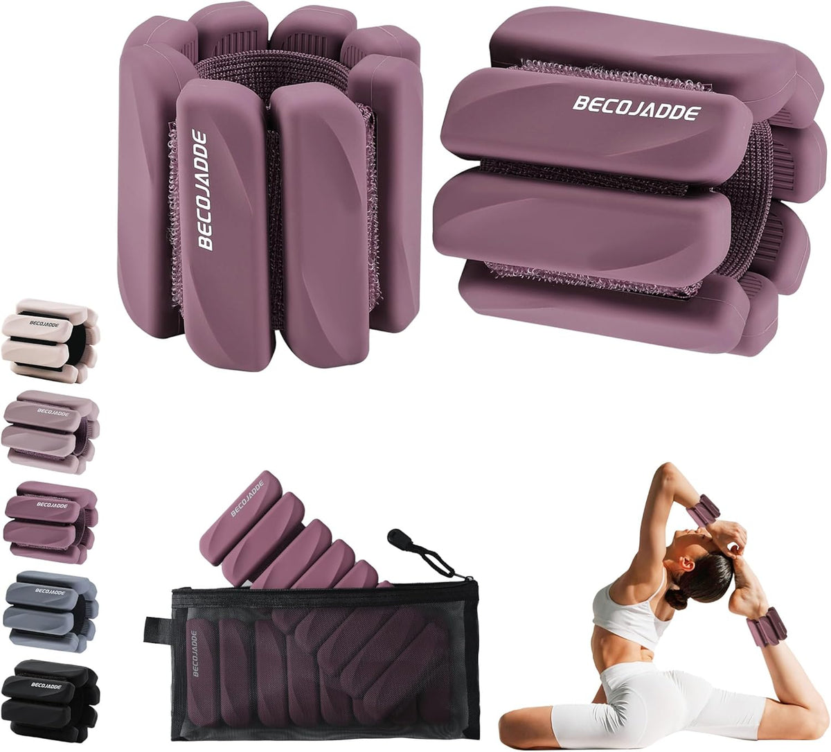 Ankle Weights Set of 2 (1 lb/2 lb Each) for Women Men Adjustable Wrist Bracelet for Home Gym Weighted Bangles Wristbands Leg Arm Weights for Walking Swimming Running Pilates Yoga Gym