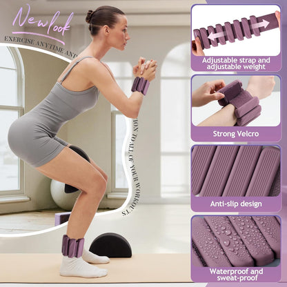 Ankle Weights Set of 2 (1 lb/2 lb Each) for Women Men Adjustable Wrist Bracelet for Home Gym Weighted Bangles Wristbands Leg Arm Weights for Walking Swimming Running Pilates Yoga Gym