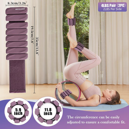 Ankle Weights Set of 2 (1 lb/2 lb Each) for Women Men Adjustable Wrist Bracelet for Home Gym Weighted Bangles Wristbands Leg Arm Weights for Walking Swimming Running Pilates Yoga Gym