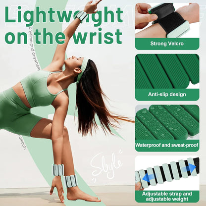 Ankle Weights Set of 2 (1 lb/2 lb Each) for Women Men Adjustable Wrist Bracelet for Home Gym Weighted Bangles Wristbands Leg Arm Weights for Walking Swimming Running Pilates Yoga Gym