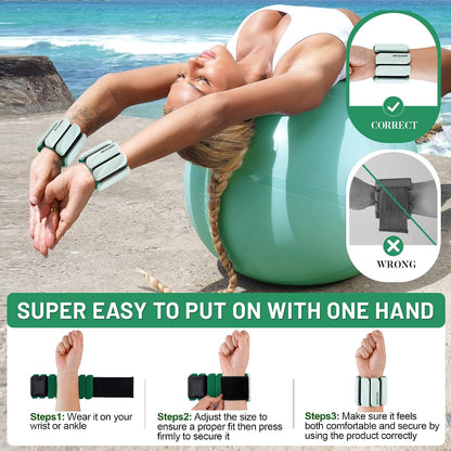 Ankle Weights Set of 2 (1 lb/2 lb Each) for Women Men Adjustable Wrist Bracelet for Home Gym Weighted Bangles Wristbands Leg Arm Weights for Walking Swimming Running Pilates Yoga Gym
