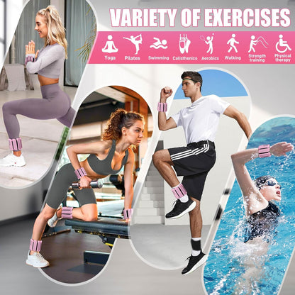 Ankle Weights Set of 2 (1 lb/2 lb Each) for Women Men Adjustable Wrist Bracelet for Home Gym Weighted Bangles Wristbands Leg Arm Weights for Walking Swimming Running Pilates Yoga Gym
