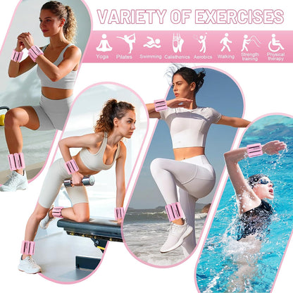 Ankle Weights Set of 2 (1 lb/2 lb Each) for Women Men Adjustable Wrist Bracelet for Home Gym Weighted Bangles Wristbands Leg Arm Weights for Walking Swimming Running Pilates Yoga Gym