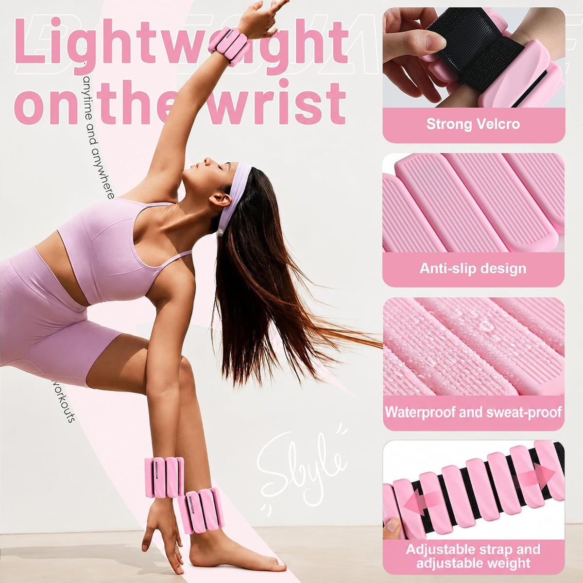 Ankle Weights Set of 2 (1 lb/2 lb Each) for Women Men Adjustable Wrist Bracelet for Home Gym Weighted Bangles Wristbands Leg Arm Weights for Walking Swimming Running Pilates Yoga Gym