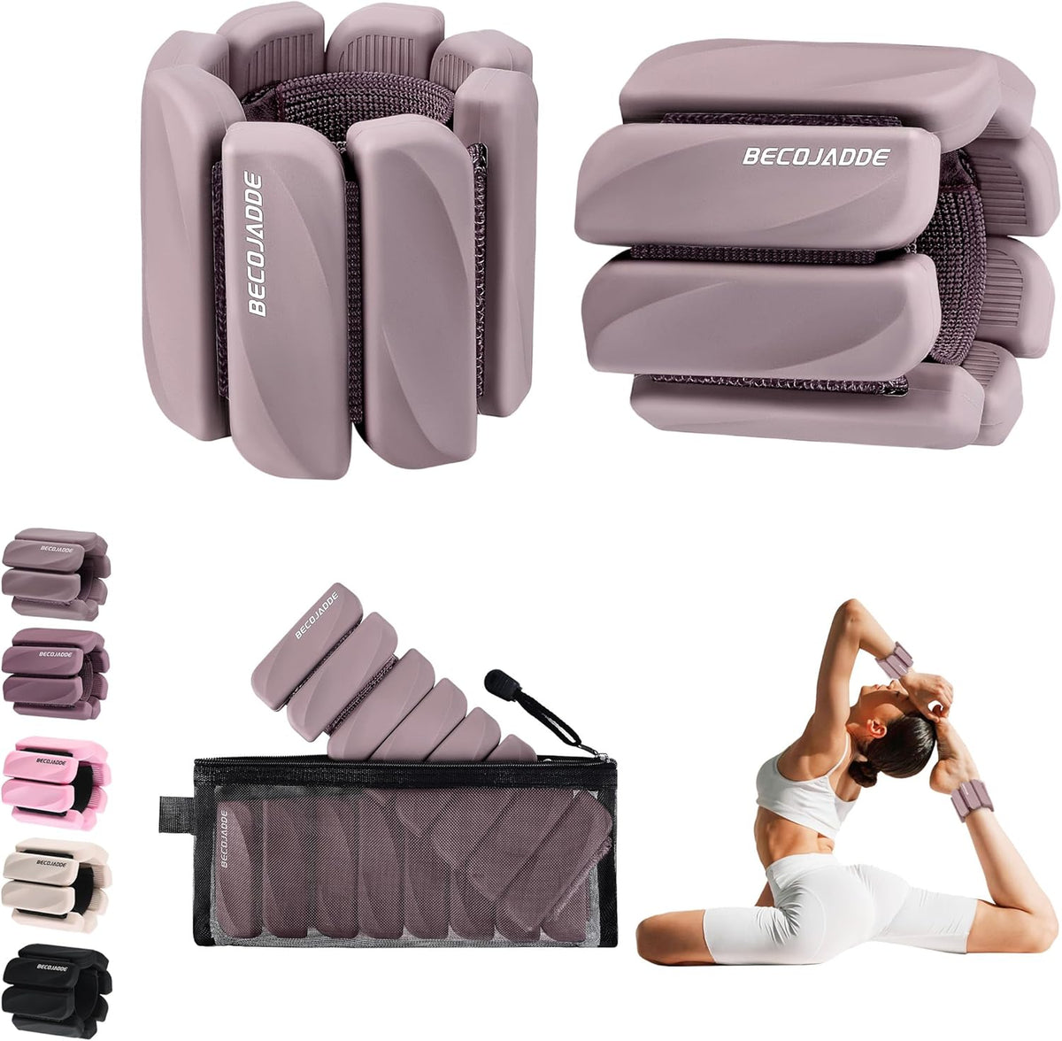 Ankle Weights Set of 2 (1 lb/2 lb Each) for Women Men Adjustable Wrist Bracelet for Home Gym Weighted Bangles Wristbands Leg Arm Weights for Walking Swimming Running Pilates Yoga Gym