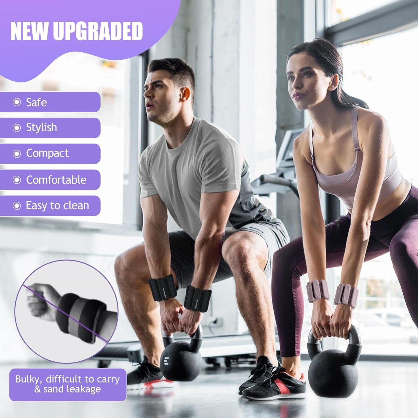 Ankle Weights Set of 2 (1 lb/2 lb Each) for Women Men Adjustable Wrist Bracelet for Home Gym Weighted Bangles Wristbands Leg Arm Weights for Walking Swimming Running Pilates Yoga Gym