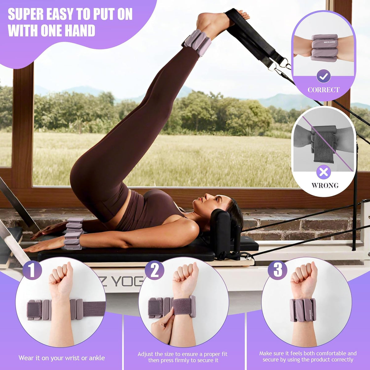 Ankle Weights Set of 2 (1 lb/2 lb Each) for Women Men Adjustable Wrist Bracelet for Home Gym Weighted Bangles Wristbands Leg Arm Weights for Walking Swimming Running Pilates Yoga Gym