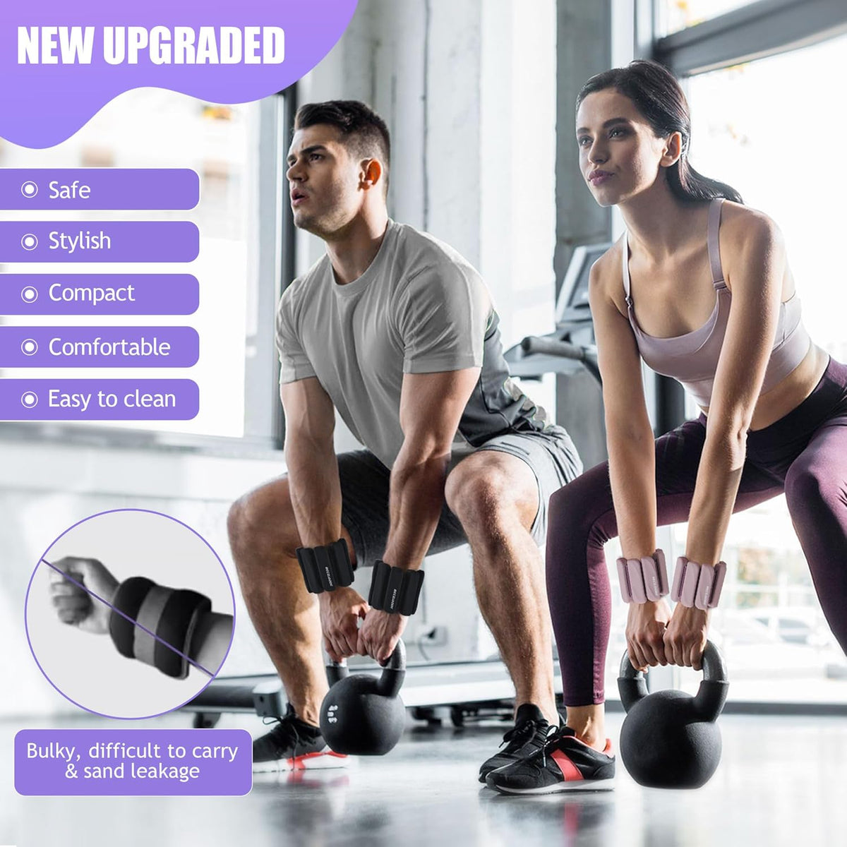 Ankle Weights Set of 2 (1 lb/2 lb Each) for Women Men Adjustable Wrist Bracelet for Home Gym Weighted Bangles Wristbands Leg Arm Weights for Walking Swimming Running Pilates Yoga Gym