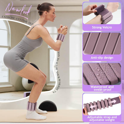 Ankle Weights Set of 2 (1 lb/2 lb Each) for Women Men Adjustable Wrist Bracelet for Home Gym Weighted Bangles Wristbands Leg Arm Weights for Walking Swimming Running Pilates Yoga Gym