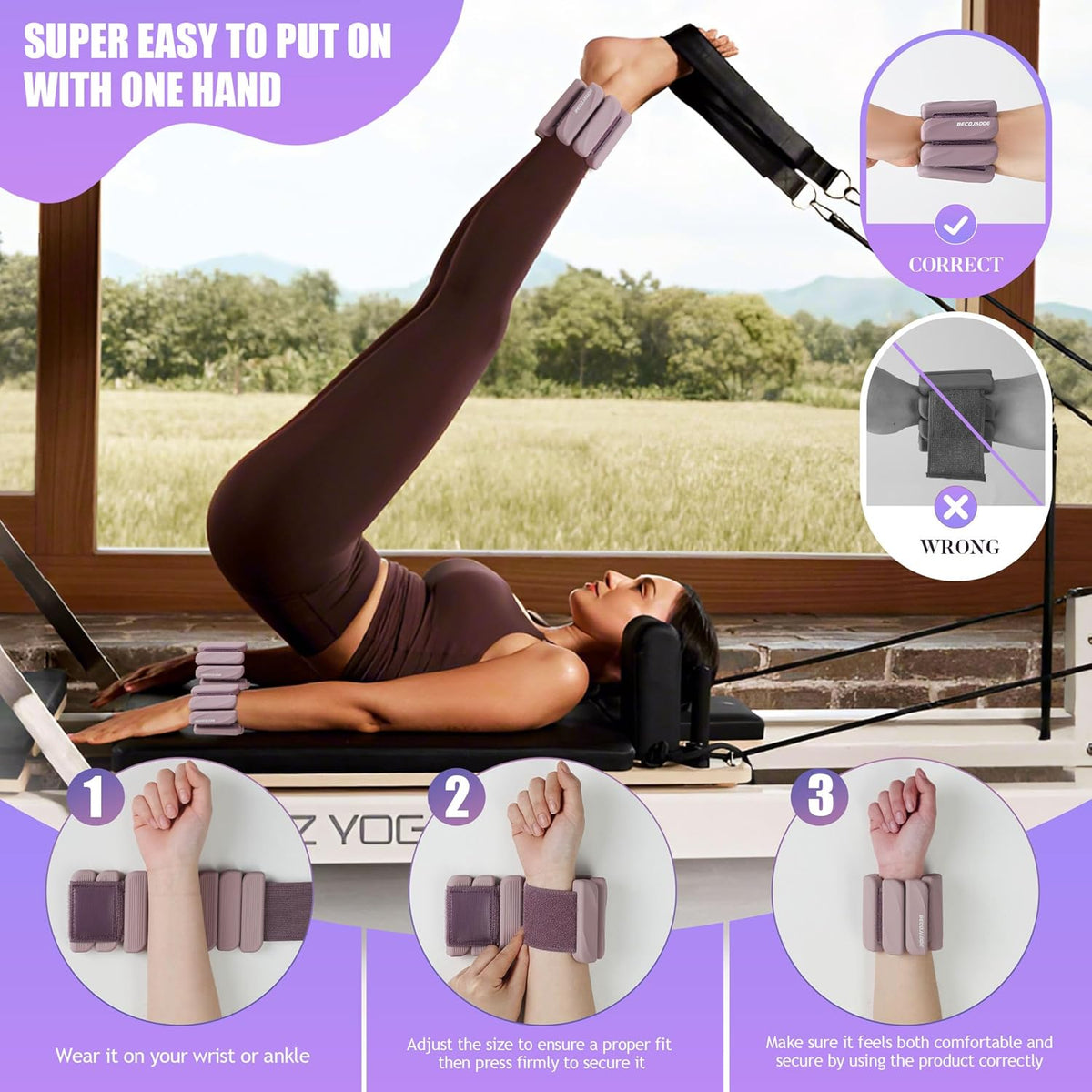 Ankle Weights Set of 2 (1 lb/2 lb Each) for Women Men Adjustable Wrist Bracelet for Home Gym Weighted Bangles Wristbands Leg Arm Weights for Walking Swimming Running Pilates Yoga Gym