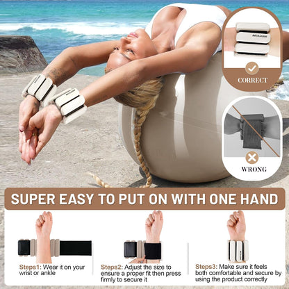 Ankle Weights Set of 2 (1 lb/2 lb Each) for Women Men Adjustable Wrist Bracelet for Home Gym Weighted Bangles Wristbands Leg Arm Weights for Walking Swimming Running Pilates Yoga Gym