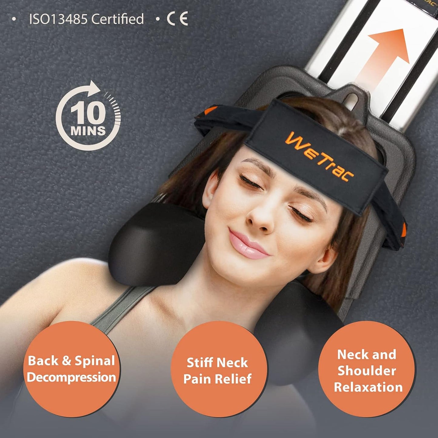 WeTrac Cervical Neck Traction Device, Relaxer and Stretcher, Pain Relief for Spinal Decompression, Relieving Pinched Nerves, and Cervical Pain, Home Use, with Travel Bag