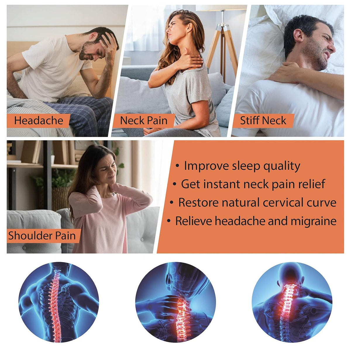 WeTrac Cervical Neck Traction Device, Relaxer and Stretcher, Pain Relief for Spinal Decompression, Relieving Pinched Nerves, and Cervical Pain, Home Use, with Travel Bag