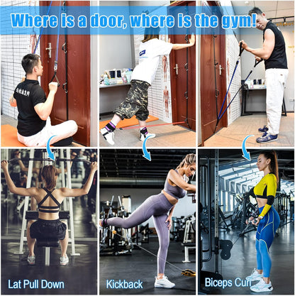 Door Anchor Strap for Resistance Bands Exercises, Multi Point Anchor Gym Attachment for Home Fitness, Portable Door Band Resistance Workout Equipment, Easy to Install, Punch-Free, Nail-Free