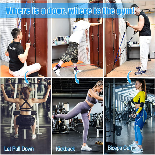 Door Anchor Strap for Resistance Bands Exercises, Multi Point Anchor Gym Attachment for Home Fitness, Portable Door Band Resistance Workout Equipment, Easy to Install, Punch-Free, Nail-Free