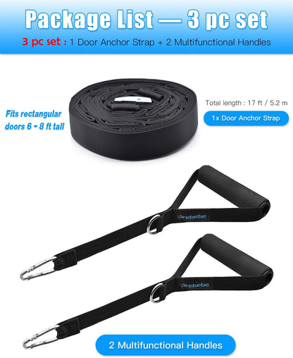 Door Anchor Strap for Resistance Bands Exercises, Multi Point Anchor Gym Attachment for Home Fitness, Portable Door Band Resistance Workout Equipment, Easy to Install, Punch-Free, Nail-Free