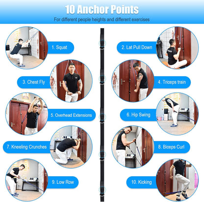 Door Anchor Strap for Resistance Bands Exercises, Multi Point Anchor Gym Attachment for Home Fitness, Portable Door Band Resistance Workout Equipment, Easy to Install, Punch-Free, Nail-Free
