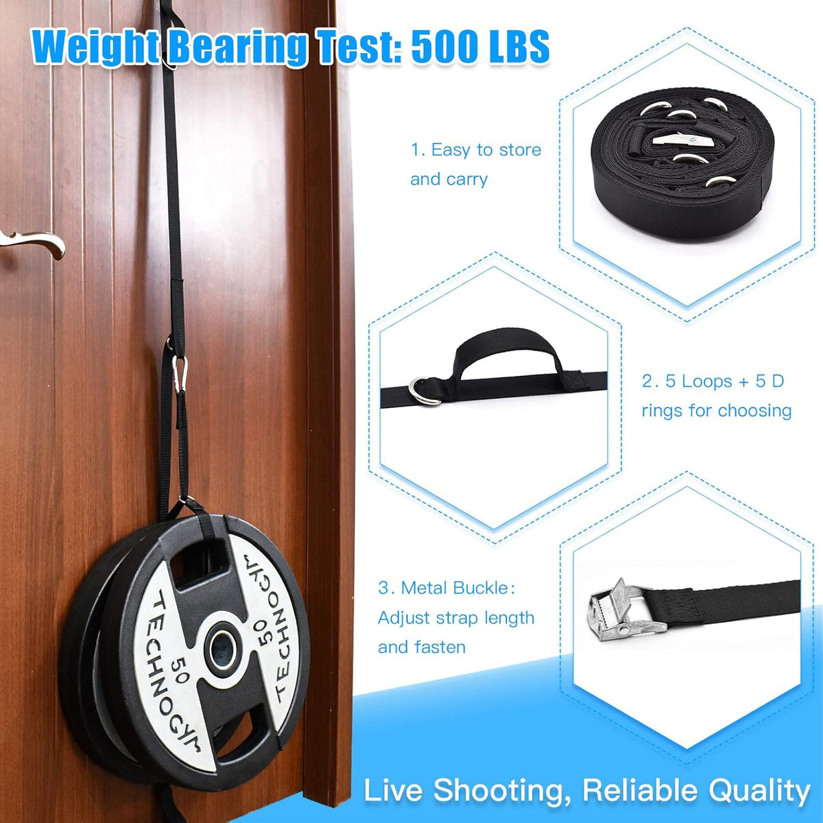 Door Anchor Strap for Resistance Bands Exercises, Multi Point Anchor Gym Attachment for Home Fitness, Portable Door Band Resistance Workout Equipment, Easy to Install, Punch-Free, Nail-Free