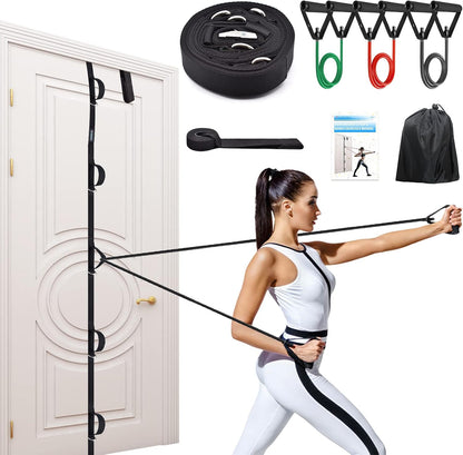Door Anchor Strap for Resistance Bands Exercises, Multi Point Anchor Gym Attachment for Home Fitness, Portable Door Band Resistance Workout Equipment, Easy to Install, Punch-Free, Nail-Free