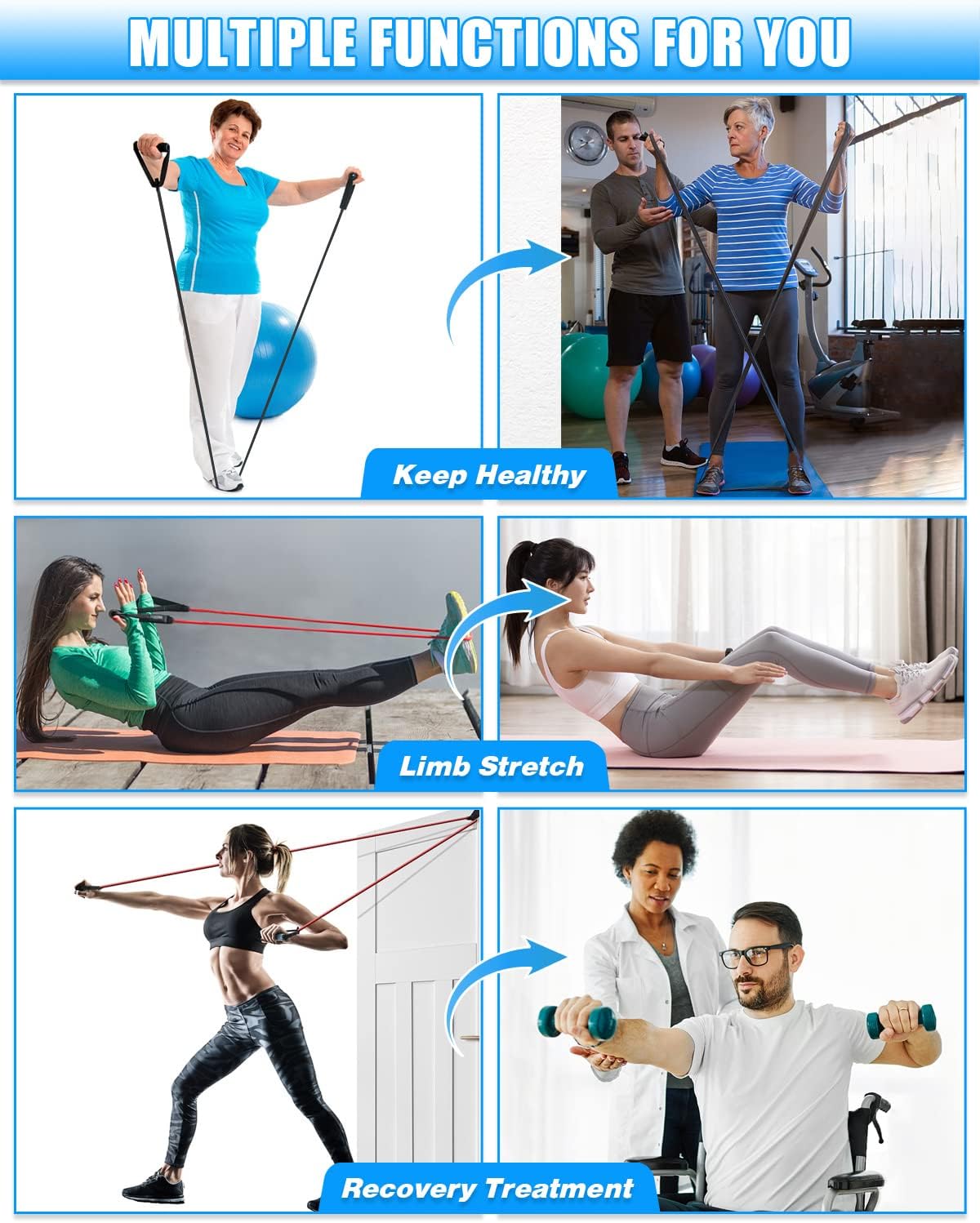 Door Anchor Strap for Resistance Bands Exercises, Multi Point Anchor Gym Attachment for Home Fitness, Portable Door Band Resistance Workout Equipment, Easy to Install, Punch-Free, Nail-Free