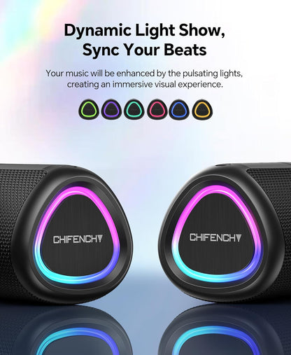 Portable Bluetooth Speaker Beach Essentials: IPX5 Waterproof for Outdoor/Powerful HD Sound/Dynamic Light/All Day Playtime/Wireless BT 5.3/TWS Pairing, Travel|Camping|Pool Accessorie, School Supplies