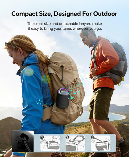 Portable Bluetooth Speaker Beach Essentials: IPX5 Waterproof for Outdoor/Powerful HD Sound/Dynamic Light/All Day Playtime/Wireless BT 5.3/TWS Pairing, Travel|Camping|Pool Accessorie, School Supplies