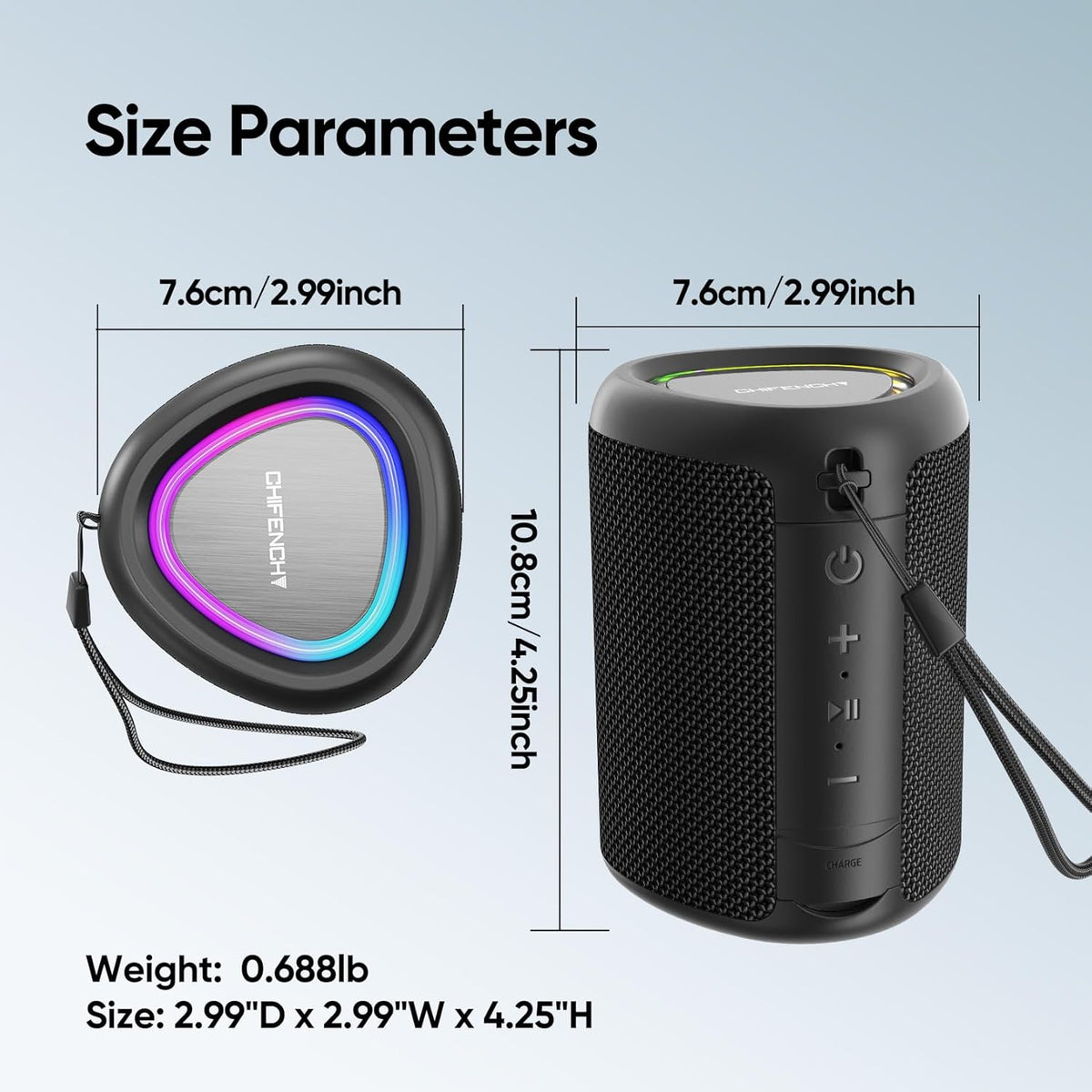 Portable Bluetooth Speaker Beach Essentials: IPX5 Waterproof for Outdoor/Powerful HD Sound/Dynamic Light/All Day Playtime/Wireless BT 5.3/TWS Pairing, Travel|Camping|Pool Accessorie, School Supplies