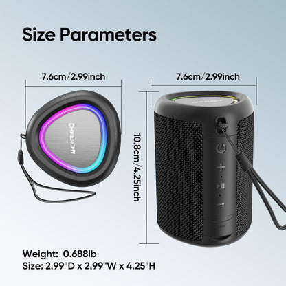 Portable Bluetooth Speaker Beach Essentials: IPX5 Waterproof for Outdoor/Powerful HD Sound/Dynamic Light/All Day Playtime/Wireless BT 5.3/TWS Pairing, Travel|Camping|Pool Accessorie, School Supplies