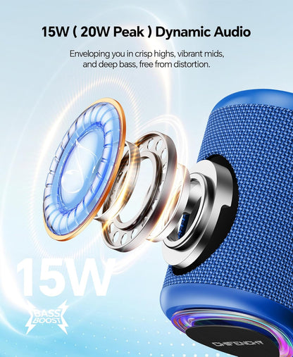 Portable Bluetooth Speaker Beach Essentials: IPX5 Waterproof for Outdoor/Powerful HD Sound/Dynamic Light/All Day Playtime/Wireless BT 5.3/TWS Pairing, Travel|Camping|Pool Accessorie, School Supplies