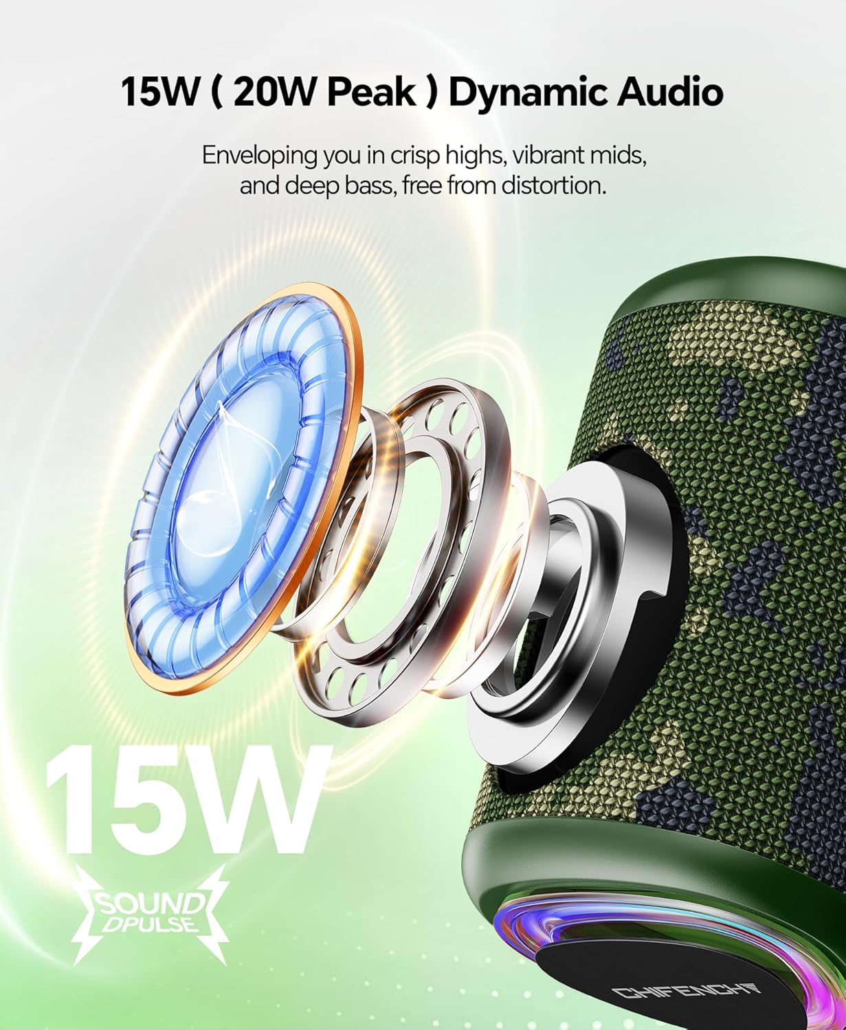 Portable Bluetooth Speaker Beach Essentials: IPX5 Waterproof for Outdoor/Powerful HD Sound/Dynamic Light/All Day Playtime/Wireless BT 5.3/TWS Pairing, Travel|Camping|Pool Accessorie, School Supplies
