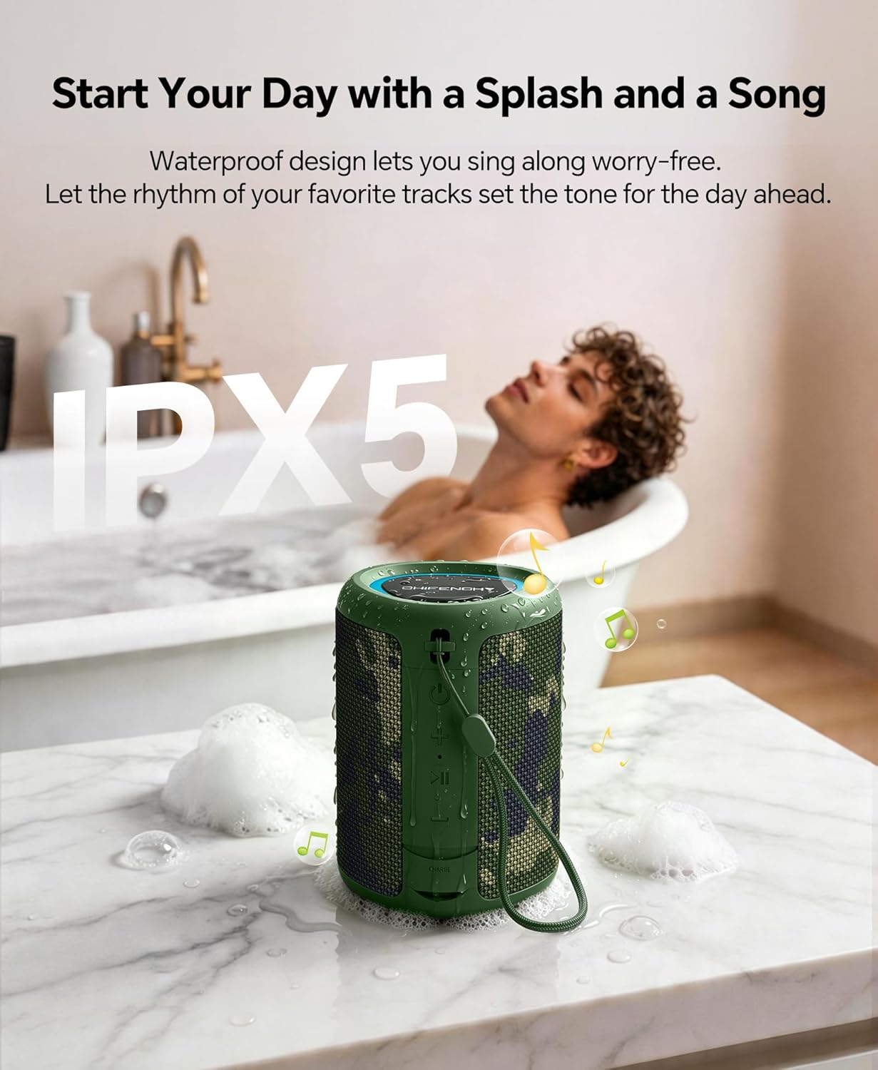 Portable Bluetooth Speaker Beach Essentials: IPX5 Waterproof for Outdoor/Powerful HD Sound/Dynamic Light/All Day Playtime/Wireless BT 5.3/TWS Pairing, Travel|Camping|Pool Accessorie, School Supplies