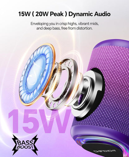 Portable Bluetooth Speaker Beach Essentials: IPX5 Waterproof for Outdoor/Powerful HD Sound/Dynamic Light/All Day Playtime/Wireless BT 5.3/TWS Pairing, Travel|Camping|Pool Accessorie, School Supplies