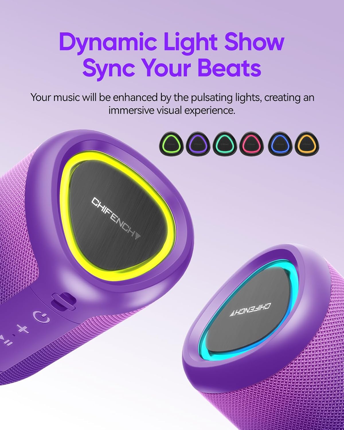 Portable Bluetooth Speaker Beach Essentials: IPX5 Waterproof for Outdoor/Powerful HD Sound/Dynamic Light/All Day Playtime/Wireless BT 5.3/TWS Pairing, Travel|Camping|Pool Accessorie, School Supplies