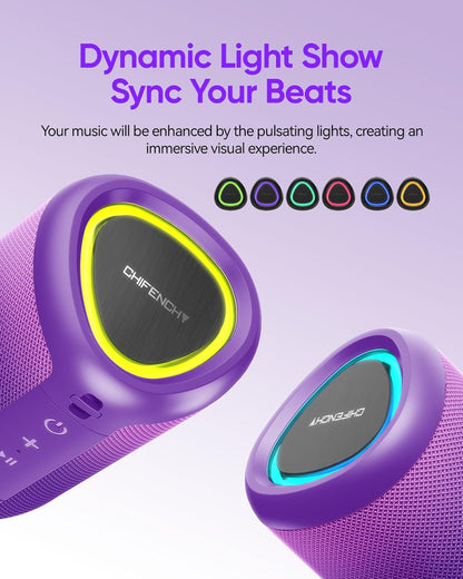 Portable Bluetooth Speaker Beach Essentials: IPX5 Waterproof for Outdoor/Powerful HD Sound/Dynamic Light/All Day Playtime/Wireless BT 5.3/TWS Pairing, Travel|Camping|Pool Accessorie, School Supplies
