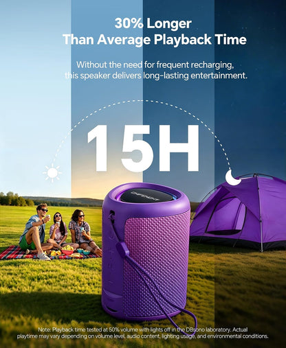 Portable Bluetooth Speaker Beach Essentials: IPX5 Waterproof for Outdoor/Powerful HD Sound/Dynamic Light/All Day Playtime/Wireless BT 5.3/TWS Pairing, Travel|Camping|Pool Accessorie, School Supplies
