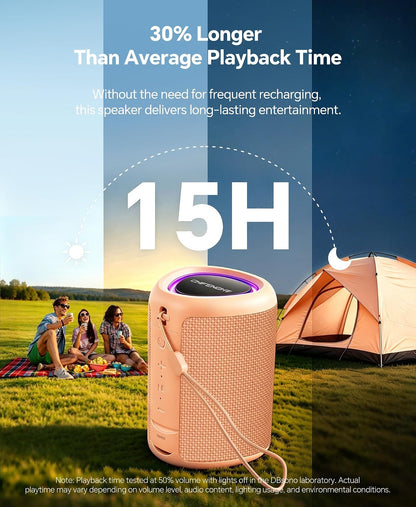 Portable Bluetooth Speaker Beach Essentials: IPX5 Waterproof for Outdoor/Powerful HD Sound/Dynamic Light/All Day Playtime/Wireless BT 5.3/TWS Pairing, Travel|Camping|Pool Accessorie, School Supplies