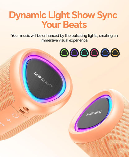 Portable Bluetooth Speaker Beach Essentials: IPX5 Waterproof for Outdoor/Powerful HD Sound/Dynamic Light/All Day Playtime/Wireless BT 5.3/TWS Pairing, Travel|Camping|Pool Accessorie, School Supplies