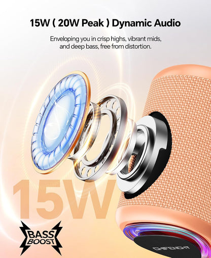 Portable Bluetooth Speaker Beach Essentials: IPX5 Waterproof for Outdoor/Powerful HD Sound/Dynamic Light/All Day Playtime/Wireless BT 5.3/TWS Pairing, Travel|Camping|Pool Accessorie, School Supplies