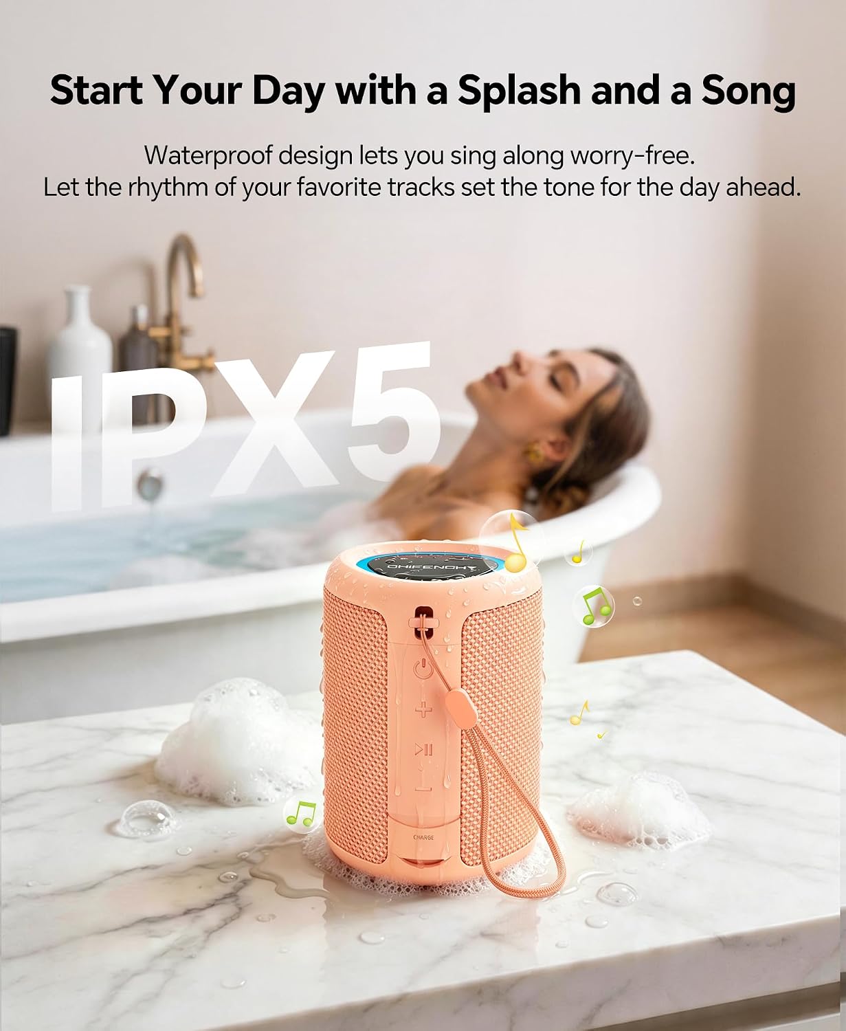 Portable Bluetooth Speaker Beach Essentials: IPX5 Waterproof for Outdoor/Powerful HD Sound/Dynamic Light/All Day Playtime/Wireless BT 5.3/TWS Pairing, Travel|Camping|Pool Accessorie, School Supplies