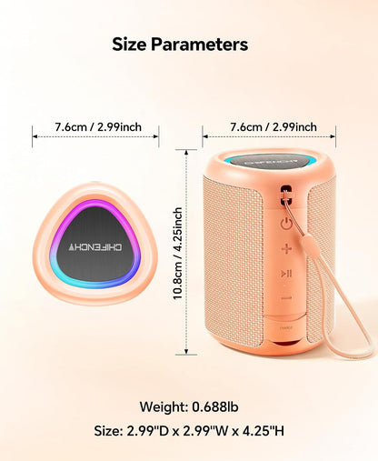 Portable Bluetooth Speaker Beach Essentials: IPX5 Waterproof for Outdoor/Powerful HD Sound/Dynamic Light/All Day Playtime/Wireless BT 5.3/TWS Pairing, Travel|Camping|Pool Accessorie, School Supplies