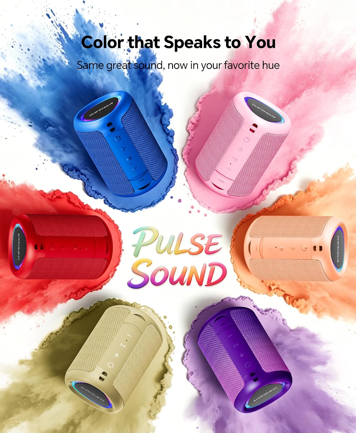 Portable Bluetooth Speaker Beach Essentials: IPX5 Waterproof for Outdoor/Powerful HD Sound/Dynamic Light/All Day Playtime/Wireless BT 5.3/TWS Pairing, Travel|Camping|Pool Accessorie, School Supplies