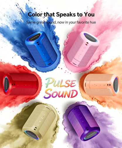 Portable Bluetooth Speaker Beach Essentials: IPX5 Waterproof for Outdoor/Powerful HD Sound/Dynamic Light/All Day Playtime/Wireless BT 5.3/TWS Pairing, Travel|Camping|Pool Accessorie, School Supplies