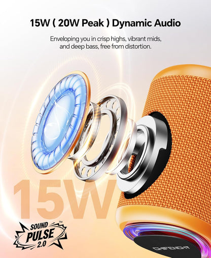 Portable Bluetooth Speaker Beach Essentials: IPX5 Waterproof for Outdoor/Powerful HD Sound/Dynamic Light/All Day Playtime/Wireless BT 5.3/TWS Pairing, Travel|Camping|Pool Accessorie, School Supplies
