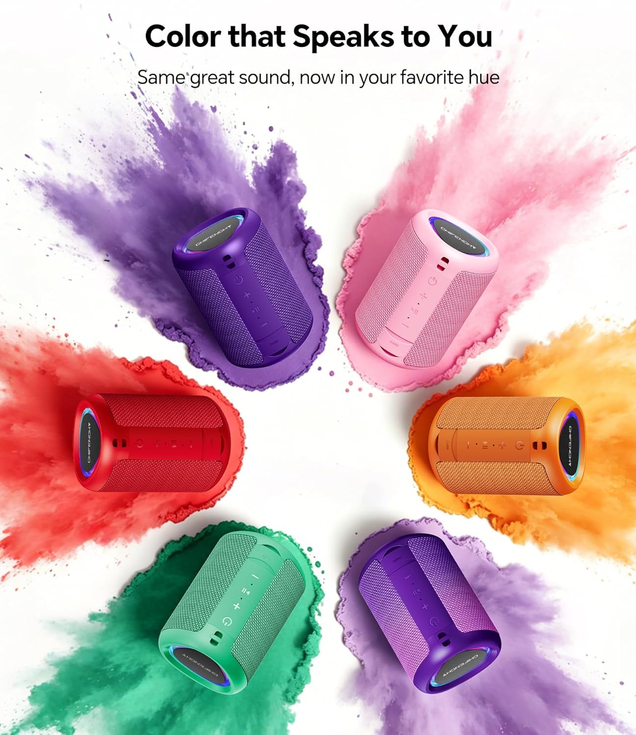 Portable Bluetooth Speaker Beach Essentials: IPX5 Waterproof for Outdoor/Powerful HD Sound/Dynamic Light/All Day Playtime/Wireless BT 5.3/TWS Pairing, Travel|Camping|Pool Accessorie, School Supplies