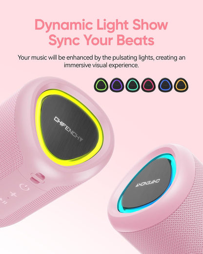 Portable Bluetooth Speaker Beach Essentials: IPX5 Waterproof for Outdoor/Powerful HD Sound/Dynamic Light/All Day Playtime/Wireless BT 5.3/TWS Pairing, Travel|Camping|Pool Accessorie, School Supplies