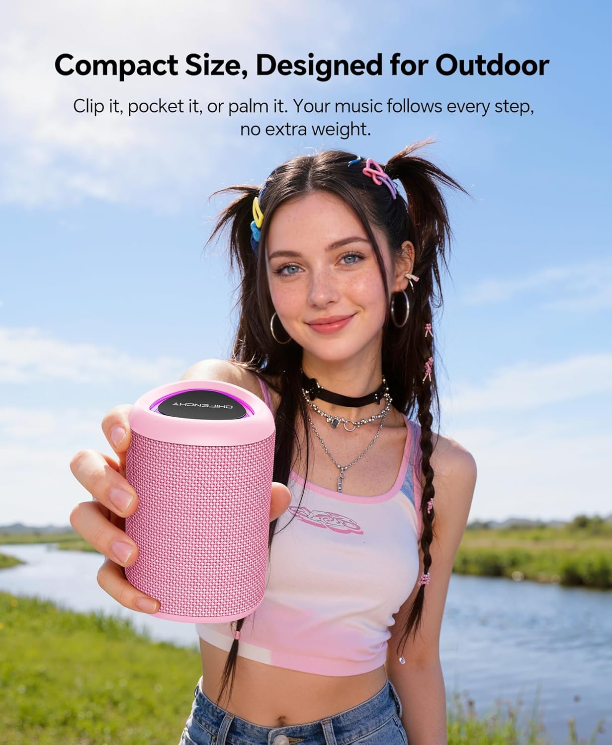 Portable Bluetooth Speaker Beach Essentials: IPX5 Waterproof for Outdoor/Powerful HD Sound/Dynamic Light/All Day Playtime/Wireless BT 5.3/TWS Pairing, Travel|Camping|Pool Accessorie, School Supplies