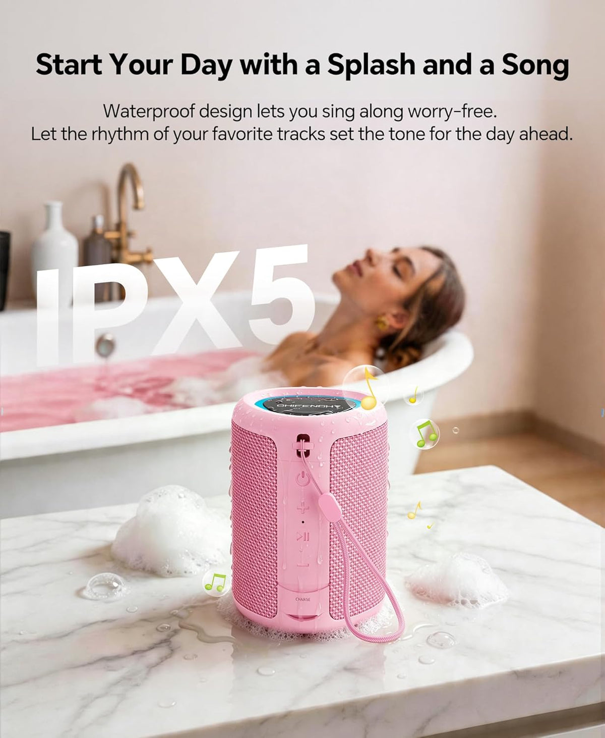 Portable Bluetooth Speaker Beach Essentials: IPX5 Waterproof for Outdoor/Powerful HD Sound/Dynamic Light/All Day Playtime/Wireless BT 5.3/TWS Pairing, Travel|Camping|Pool Accessorie, School Supplies