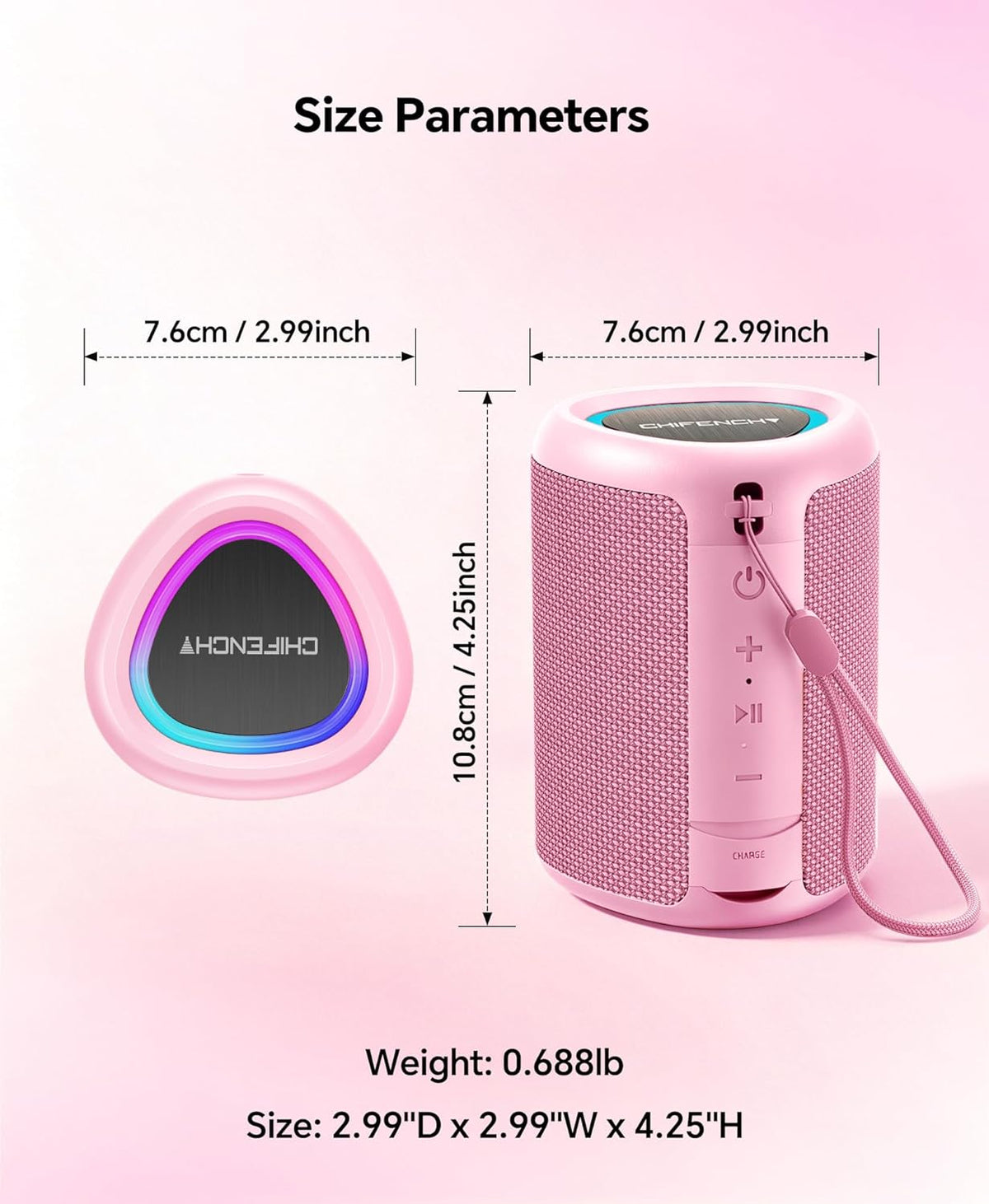Portable Bluetooth Speaker Beach Essentials: IPX5 Waterproof for Outdoor/Powerful HD Sound/Dynamic Light/All Day Playtime/Wireless BT 5.3/TWS Pairing, Travel|Camping|Pool Accessorie, School Supplies